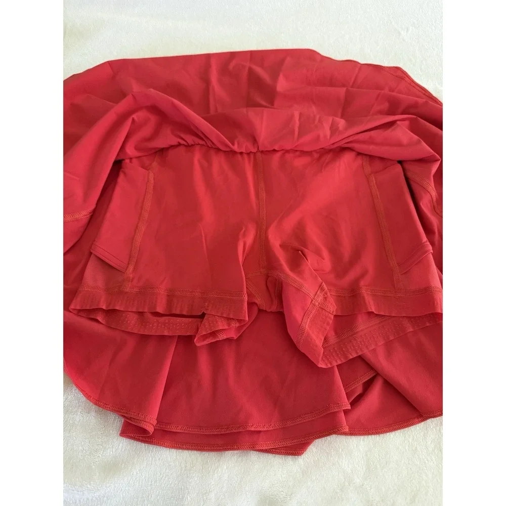 Lululemon Court Rival High Rise Skirt Size 4 Red Tennis Golf‎ Skort